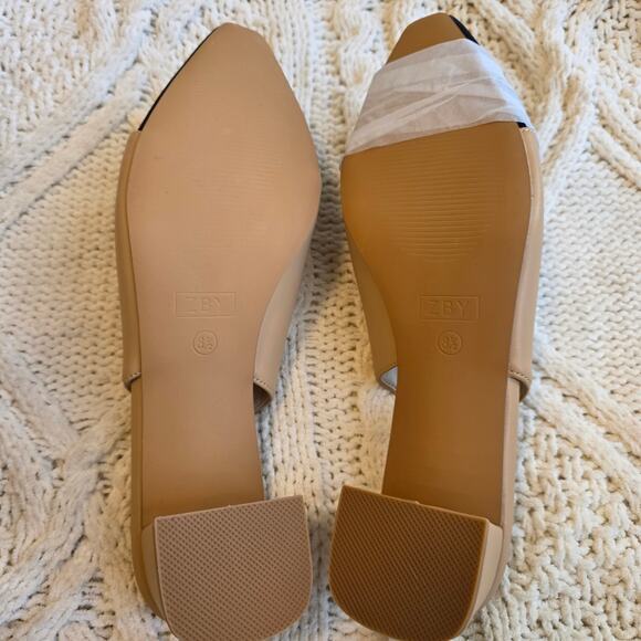 NEW ZBY Women's Color Block Bowknot Slingback Blocked Heels Size 8.5M Black Tan - Picture 3 of 4